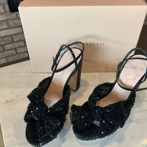 Black Sequined Bow Platform Natalia Loeffler Randall sandals